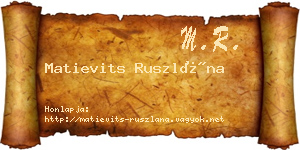 Matievits Ruszlána névjegykártya
